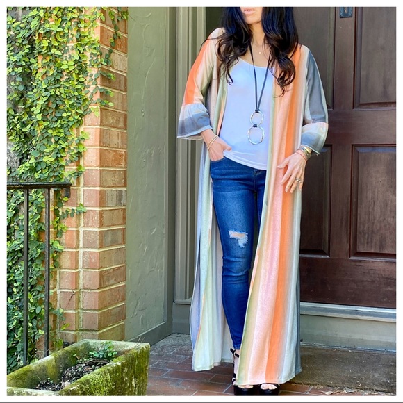 ✨LAST✨GORGEOUS MULTI COLOR SIDE SLIT LONG DUSTER - Picture 4 of 8
